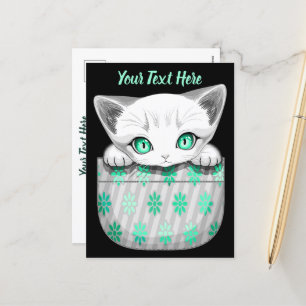 Cartes Pour Fêtes Annuelles Cute de chat et pointe joueuse à partir d'une poch