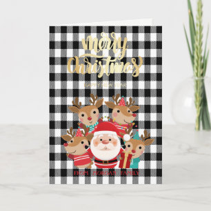 Cartes Pour Fêtes Annuelles Cute Deers Black Buffalo Plaid Holiday