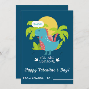 Cartes Pour Fêtes Annuelles Cute Dinosaur T-Rex Classe enfants Saint Valentin