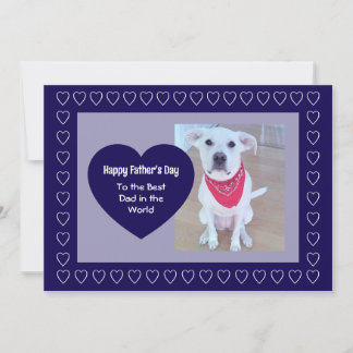 Cartes Pour Fêtes Annuelles Cute Dog Dark Blue One Photo Heart Father's Day