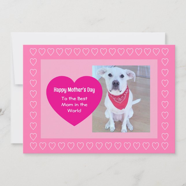Cartes Pour Fêtes Annuelles Cute Dog Hot Pink One Photo Heart Mother's Day (Devant)