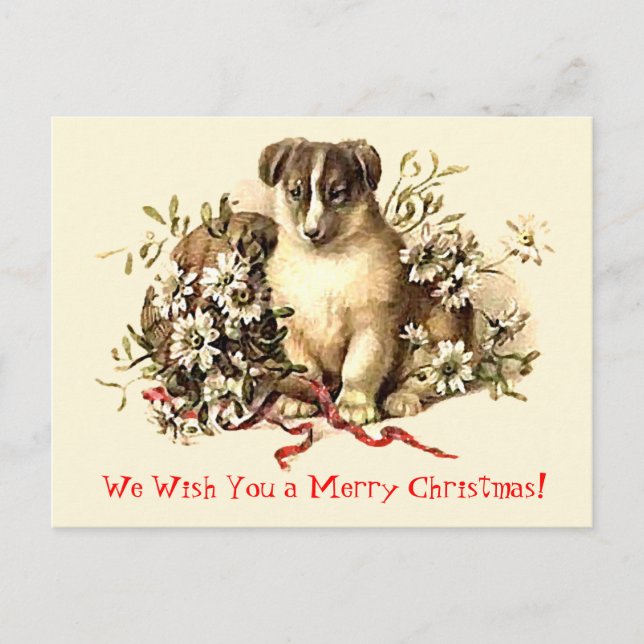 Cartes Pour Fêtes Annuelles Cute Dog Merry Christmas Cards and Postcards (Devant)