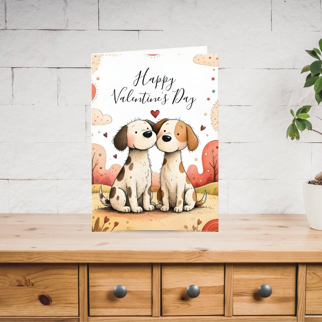 Cartes Pour Fêtes Annuelles Cute Dogs Valentine Card (Créateur téléchargé)