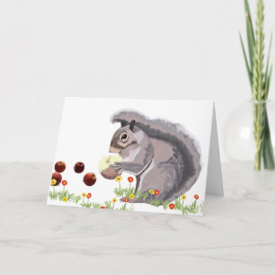 Cartes Pour Fêtes Annuelles Cute Écureuil Mange Une Pomme
