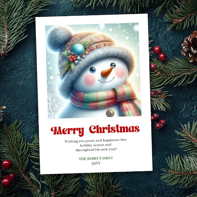 Cartes Pour Fêtes Annuelles Cute editable funny snowman minimalist holiday  (Cute editable funny snowman minimalist holiday card)