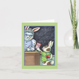 CARTES POUR FÊTES ANNUELLES CUTE ENSEIGNANT'S PET, APPLE & VALENTINE BUNNY RAB