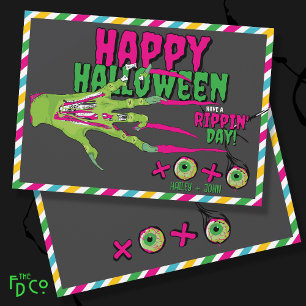 Cartes Pour Fêtes Annuelles Cute Épouvantable Funky Joy Halloween Zombie XOXO!