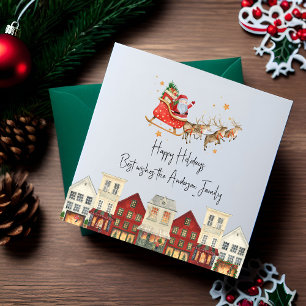 Cartes Pour Fêtes Annuelles Cute famille traditionnelle père Noël noël
