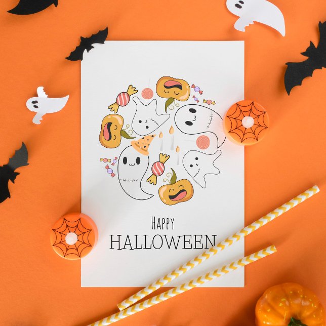 Cartes Pour Fêtes Annuelles Cute Fantôme Funny Citrouille Candy Candle Hallowe (Créateur téléchargé)
