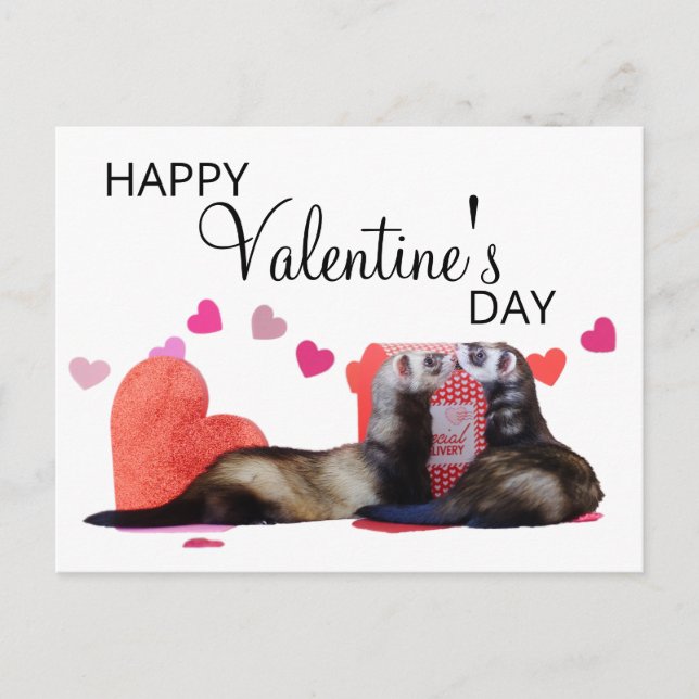 Cartes Pour Fêtes Annuelles Cute Ferret Saint Valentin Coeur (Devant)