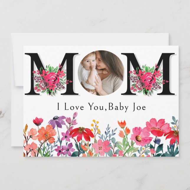 Cartes Pour Fêtes Annuelles Cute FLORA LOVE YOU MOM Mother's Day Photo Holiday (Devant)