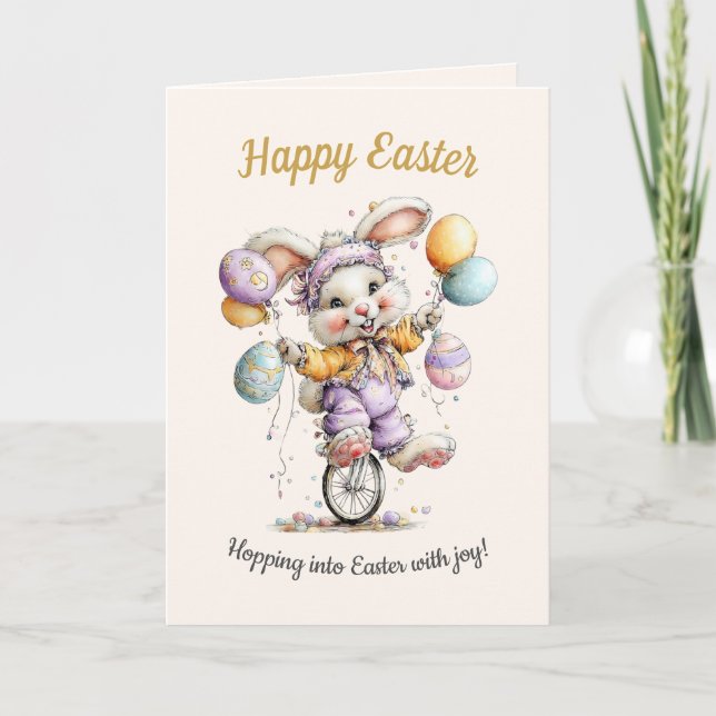 Cartes Pour Fêtes Annuelles Cute Fluffy Bunny, Funny Happy Easter Card  (Devant)