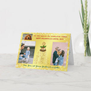 Cartes Pour Fêtes Annuelles Cute Funny Chien Chat Joyeux Vacances 3 Photos Gol