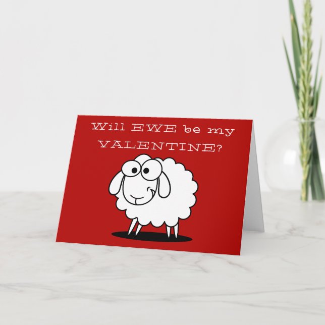 Cartes Pour Fêtes Annuelles Cute Funny Valentine's Day Moutons (Devant)