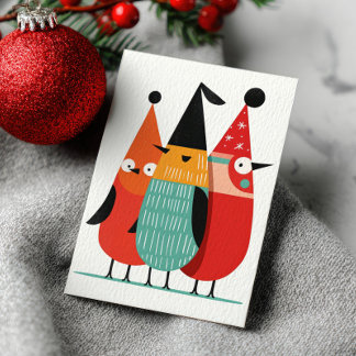 Cartes Pour Fêtes Annuelles Cute Funny Xmas Birds Minimalist Merry Christmas