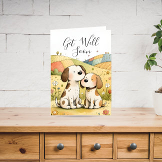 Cartes Pour Fêtes Annuelles Cute Get Well Soon Dogs Card