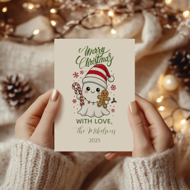 Cartes Pour Fêtes Annuelles Cute Ghost Christmas (Créateur téléchargé)