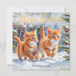Cartes Pour Fêtes Annuelles Cute Ginger Animaux de compagnie Kittens Festif Jo