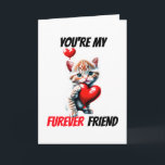 Cartes Pour Fêtes Annuelles Cute ginger kitten mon ami furever bff filles pun<br><div class="desc">Un adorable chaton rayé au gingembre et blanc aux grands yeux se tient debout sur ses pattes arrières tenant un ballon rouge brillant en 3D et a le jeu de chat "vous êtes mon ami furever" autour d'elle en noir et rouge qui se propage contre un arrière - plan blanc....</div>