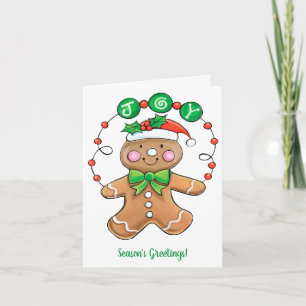 Cartes Pour Fêtes Annuelles Cute Gingerbread homme, Christmas Cookie Joy