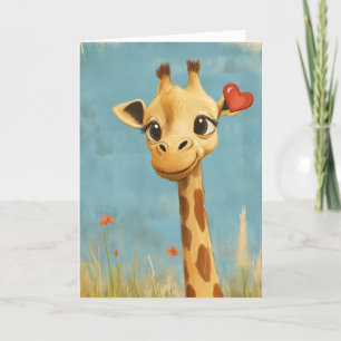 Cartes Pour Fêtes Annuelles Cute Giraffe Coeur
