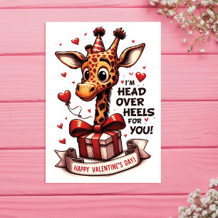 Cartes Pour Fêtes Annuelles Cute Giraffe l Tête sur les talons Valentine