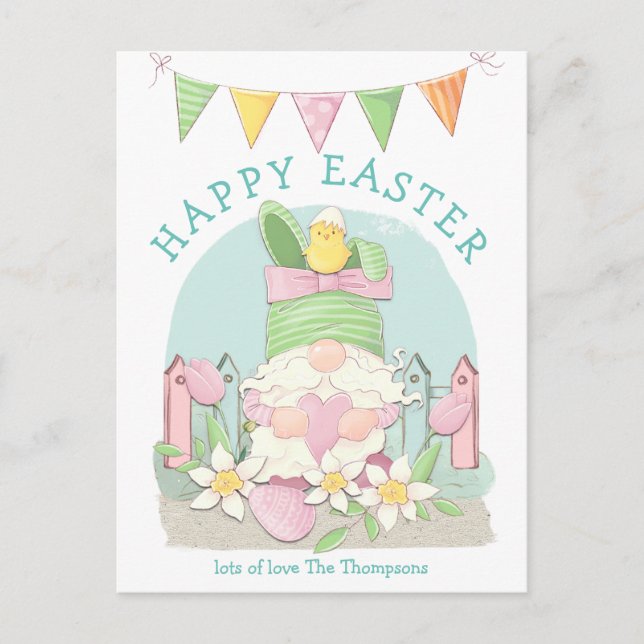 Cartes Pour Fêtes Annuelles Cute Gnome Bunny Chick Spring Pastels Joyeux Pâque (Devant)