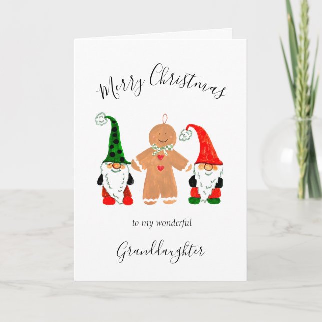 Cartes Pour Fêtes Annuelles Cute Gnome Grandgirl Christmas Gingpain homme (Devant)