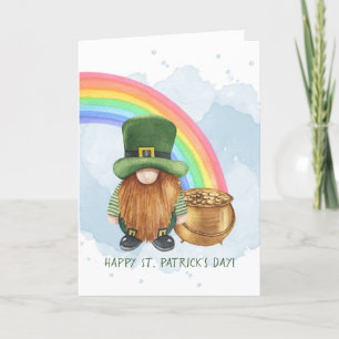 Cartes Pour Fêtes Annuelles Cute Gnome Pot of Gold Custom St Patrick's Day