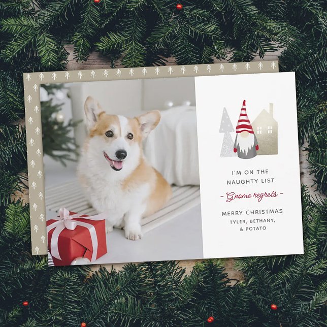 Cartes Pour Fêtes Annuelles Cute Gnome Regrets | Photo de Noël pour animaux de (Créateur téléchargé)