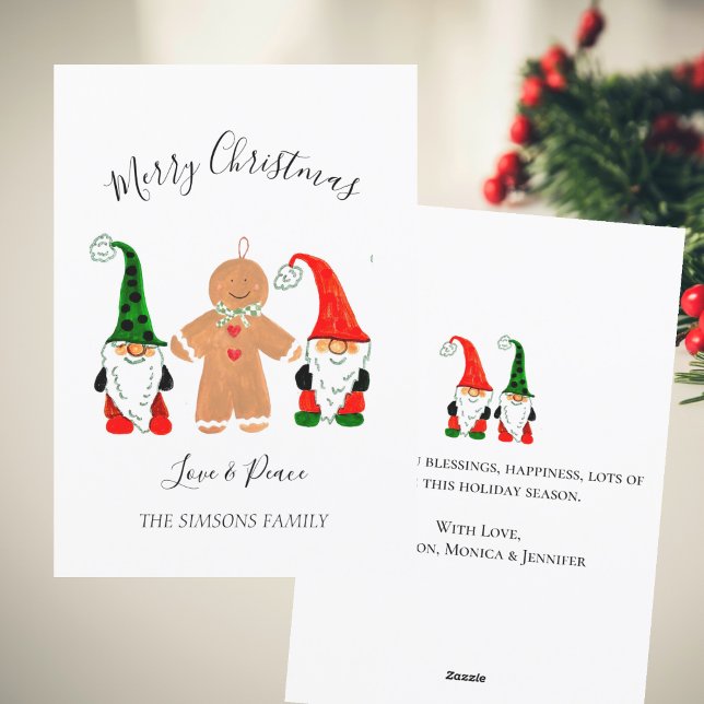 Cartes Pour Fêtes Annuelles Cute Gnomes Aquarelle Noël Gingembre homme (Créateur téléchargé)