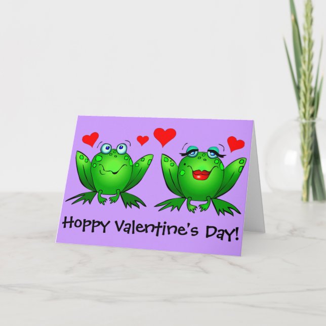 Cartes Pour Fêtes Annuelles Cute Grenouilles vertes Joyeux Jour des Valentines (Devant)