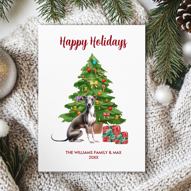 Cartes Pour Fêtes Annuelles Cute Greyhound Chig famille Noël (Créateur téléchargé)