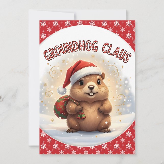 Cartes Pour Fêtes Annuelles Cute Groundhog Claus Funny Groundhog Christmas (Devant)