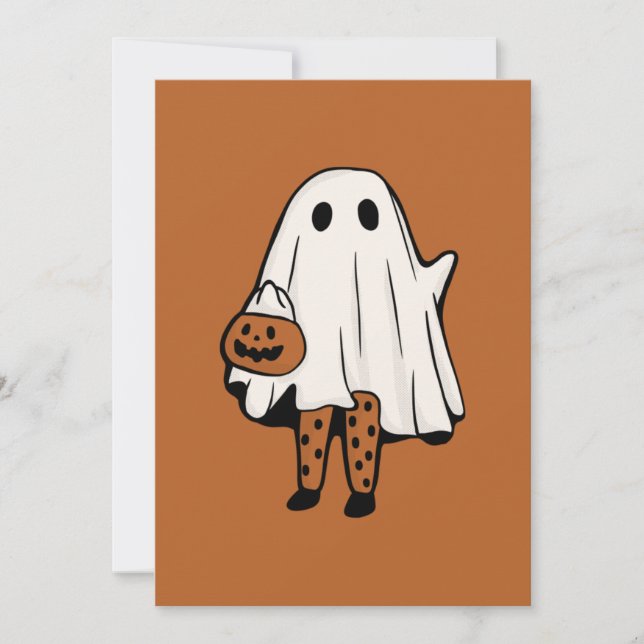 Cartes Pour Fêtes Annuelles Cute Halloween fantôme avec les bas Halloween (Devant)