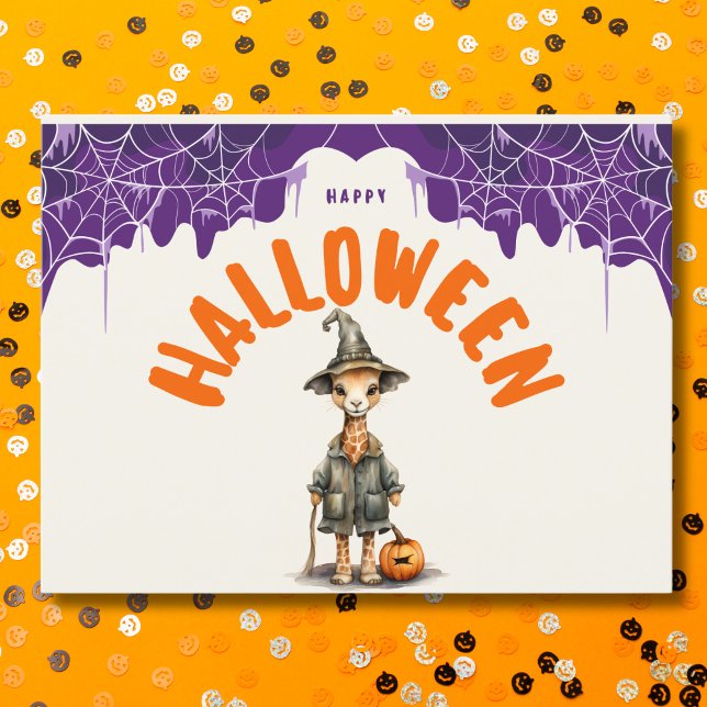 Cartes Pour Fêtes Annuelles Cute Halloween Giraffe Wizard Happy Halloween (Créateur téléchargé)