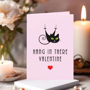 Cartes Pour Fêtes Annuelles Cute Hang in There Valentine Hanging Chat noir