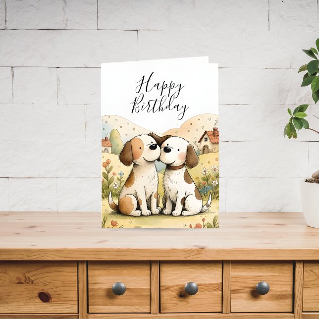Cartes Pour Fêtes Annuelles Cute Happy Birthday Dog Card (Créateur téléchargé)