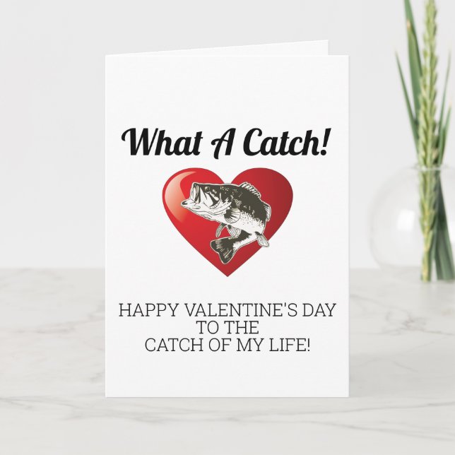 Cartes Pour Fêtes Annuelles Cute Heart Fish What a Catch Love Valentine's Day (Devant)