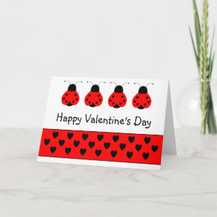 Cartes Pour Fêtes Annuelles Cute Heart Ladybug Valentine Greeting Card