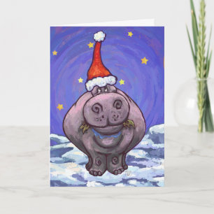 Cartes Pour Fêtes Annuelles Cute Hippo Holiday