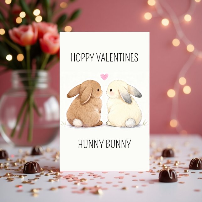 Cartes Pour Fêtes Annuelles Cute Hoppy Valentines Hunny Bunny Love (Cute Hoppy Valentines Hunny Bunny Love Holiday Card)