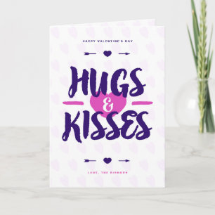 Cartes Pour Fêtes Annuelles Cute Hugs & Kisses Rustic Lettered Valentine's Day