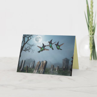 Cartes Pour Fêtes Annuelles Cute Hummingbird Witch Halloween Card