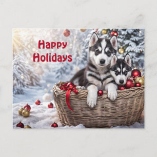 Cartes Pour Fêtes Annuelles Cute Husky Puppies Huskies