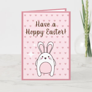 Cartes Pour Fêtes Annuelles Cute Kawaii Bunny Rabbit Heureux amour rose de Pâq