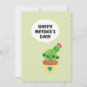 Cartes Pour Fêtes Annuelles Cute Kawaii Cactus Fête des mères de famille