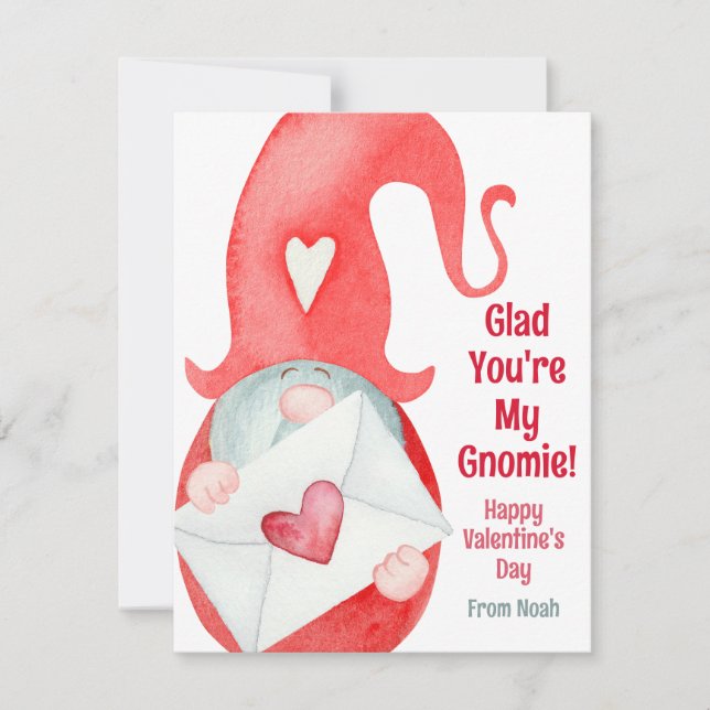 Cartes Pour Fêtes Annuelles Cute Kids Classroom Valentine's Day Gnome (Devant)