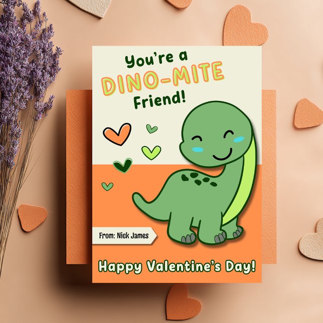 Cartes Pour Fêtes Annuelles Cute Kids Dino Mite Friend Valentine's Day (Créateur téléchargé)