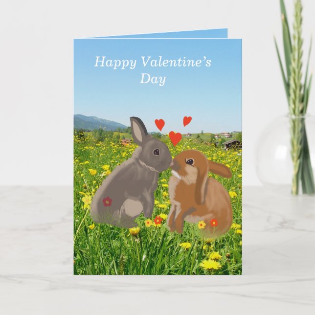 Cartes Pour Fêtes Annuelles Cute Kissing Bunnies Valentines (Devant)